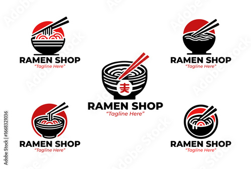 5 Ramen Shop Logo Set Modern Minimalist Food and Beverage Brand Design