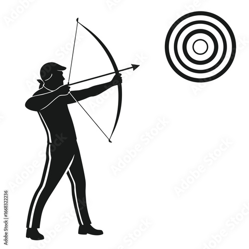 Archer aiming at target silhouette