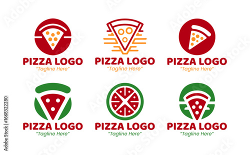 6 Pizza Logo Set Modern Minimalist Food and Beverage Brand Design