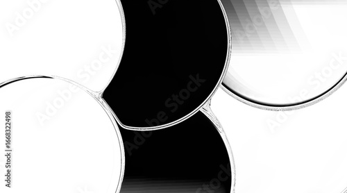 Foto A bold and modern abstract background featuring erlocking black and white circular shapes