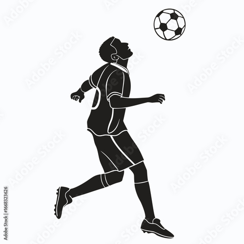 Soccer player heading ball silhouette