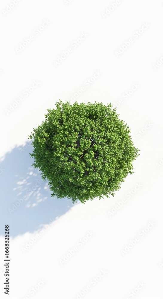 Fototapeta premium Isolated top-view tree with dense foliage against a minimalist backdrop
