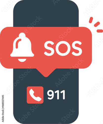 Emergency sos call notification on smartphone vector design