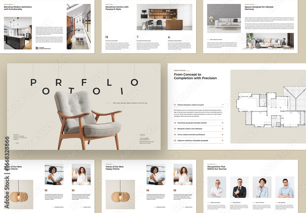 Modern and Clean Digital Interior Project Portfolio Template Design ...
