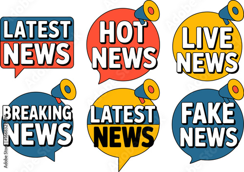 News alerts and breaking news headlines vector illustration