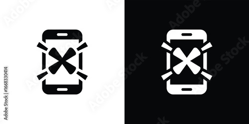 Smartphone Icon with Transparent X Marks, Data Security, Privacy Concept