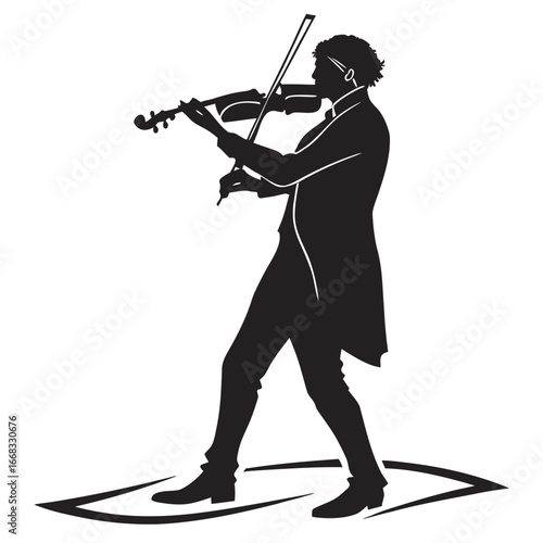 Violinist performing solo silhouette