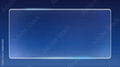 Glass pane neon frame light blue gradient background