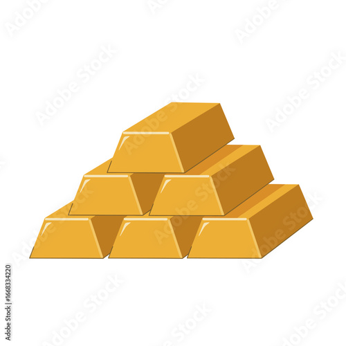 A digitally rendered illustration depicts a gleaming pyramid stack of valuable gold bars, symbolizing wealth, investment, and financial prosperity.