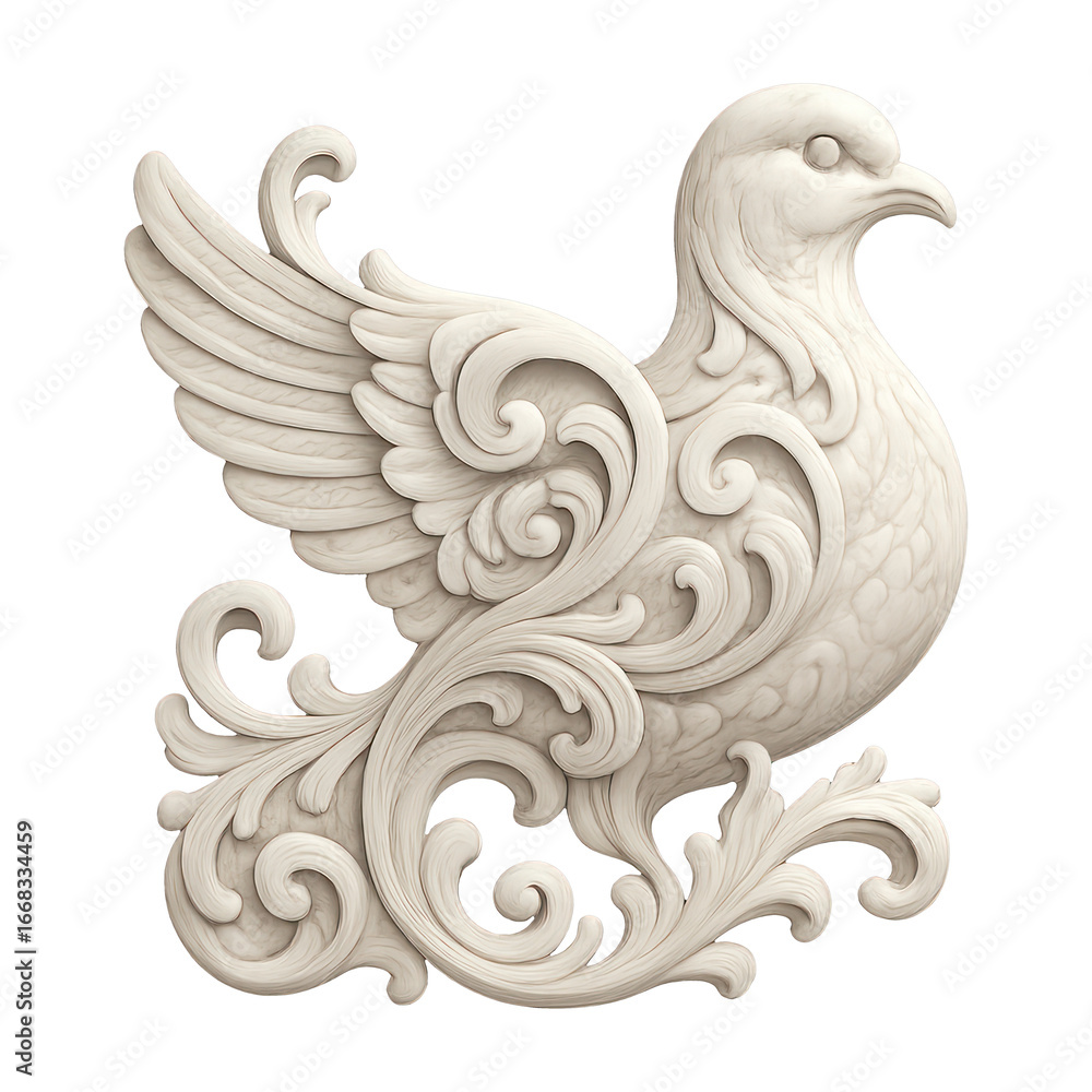 Fototapeta premium PNG Elegant carved bird sculpture design.