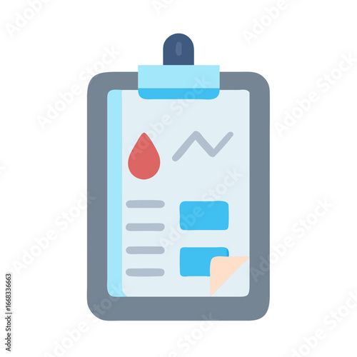 Clipboard with blood analysis results and financial charts