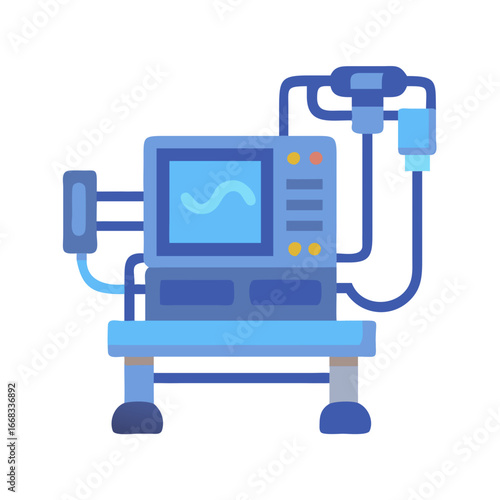 Isolated medical ventilator machine with screen flat vector design