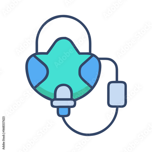 Iconic blue medical gas mask for respiratory therapy use