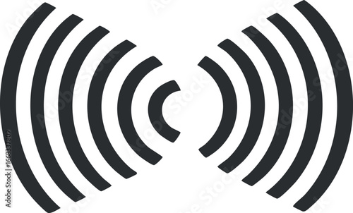Black sound wave icon representing audio signal transmission and vibration communication