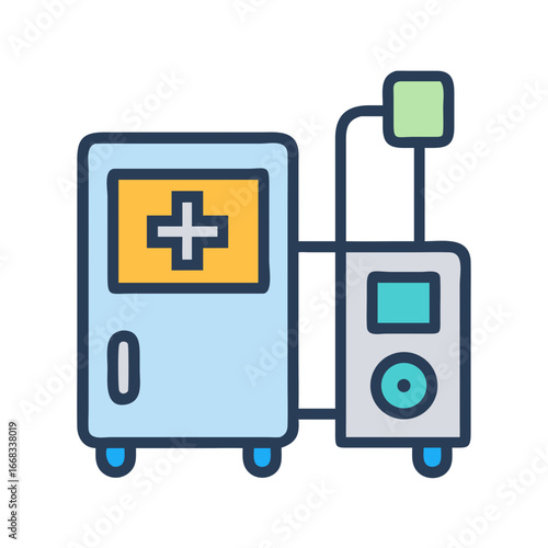 Iconic illustration of medical equipment on black background