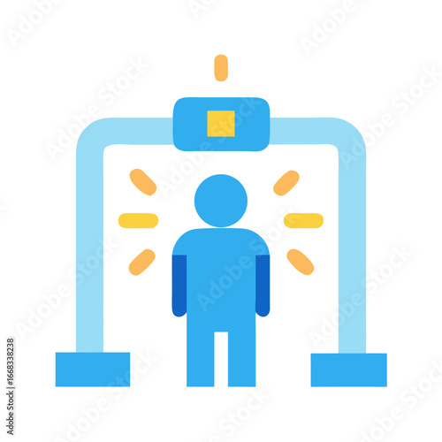 Airport security checkpoint scanner with person flat design icon