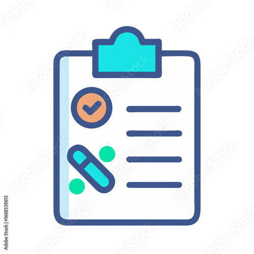 Medical report with medication information depicted in flat style