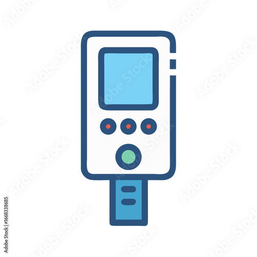 Cartoon style glucose meter illustration isolated on black background