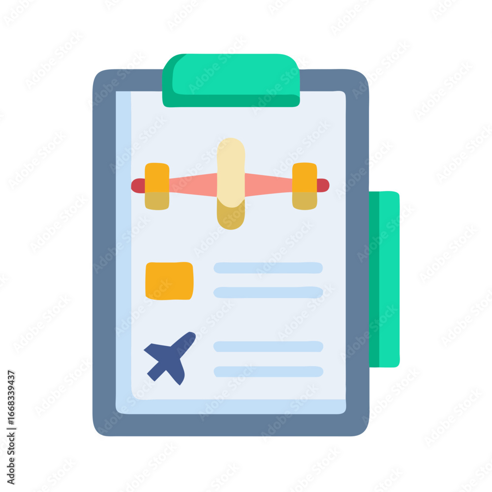 Flat design clipboard with airplane checklist concept illustration Flat design clipboard with airplane checklist concept illustration