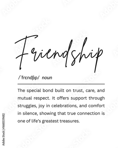 Friendship Definition Print – Positive Typography Wall Art, Gift for Her or Him, Modern Quote Poster, Instant Download