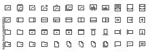 Pixel Art User Interface Icon Set for Web and App Design, Minimal Black Outline Vector Symbols for UI UX Dashboard and Digital Tools