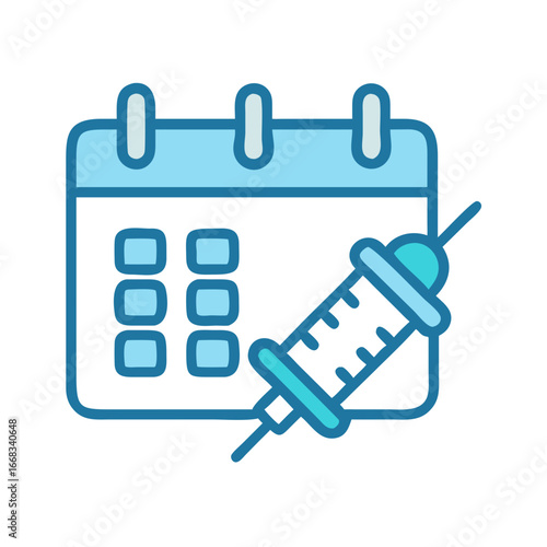 Vaccination appointment reminder icon with syringe and calendar