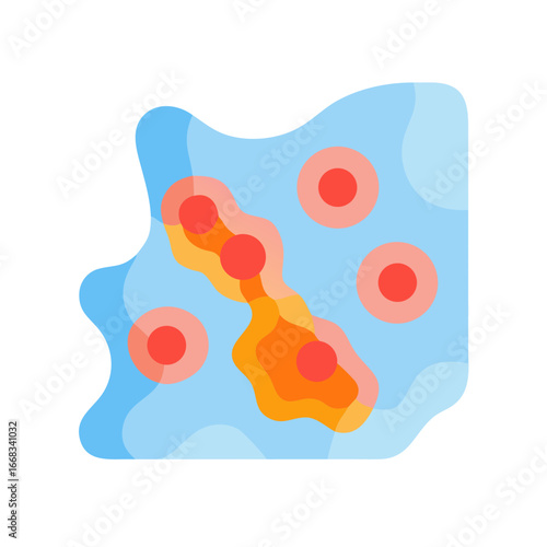 Abstract cellular map design with organic shapes and contours