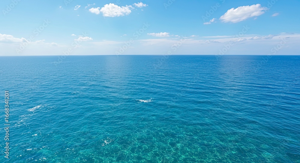 Obraz premium Serene Ocean Expanse Under a Cloud-Kissed Sky