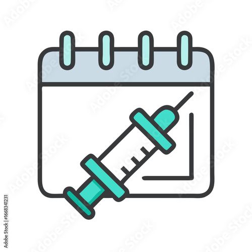 Vaccination appointment flat design icon on black background