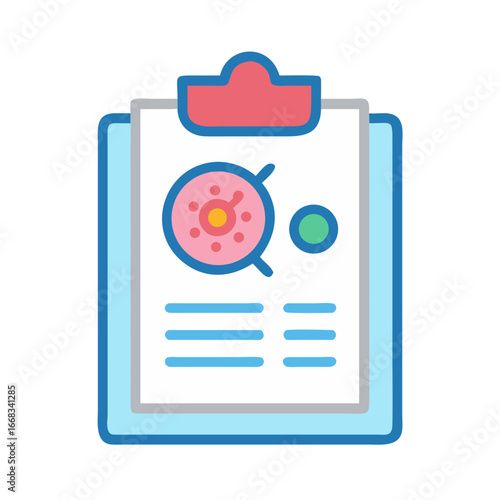 Medical record with cell illustration for health data analysis
