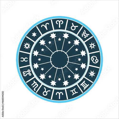 Zodiac Wheel with Star Clusters and Glyphs Astrology Zodiac wheel simplified to 12 star clusters no text or glyphs