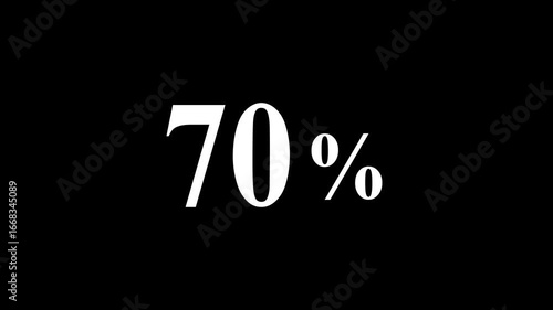Abstract Glowing 70 Percent Text Icon Animation for Modern Digital Design, Futuristic Motion Graphics, Creative Visual Effects, Stylish Progress Data Display and Innovative Multimedia
