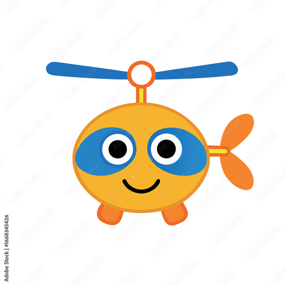 Obraz premium Cute toy helicopter with spinning blades playful art Vector illustration