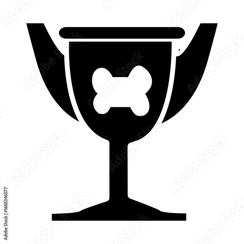 Black dog trophy cup icon illustration vector
