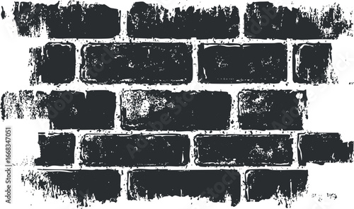 Grunge black and white brick wall texture with distressed and rough vintage surface background