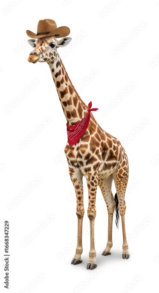 Obraz premium giraffe dressed as a cowboy, costume, western clothing