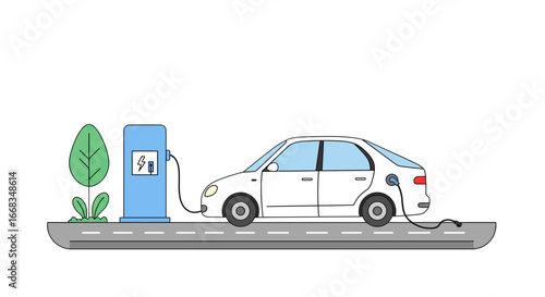 Electric vehicle charging station ev car renewable energy sustainable transport technology innovation future mobility on transparent background