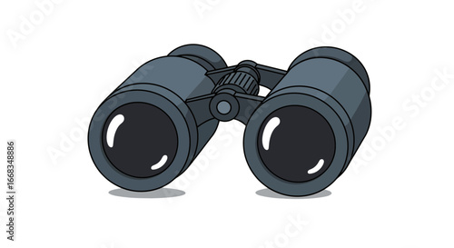 Illustration of binocular optical instrument for viewing distant objects and observing wildlife on transparent background