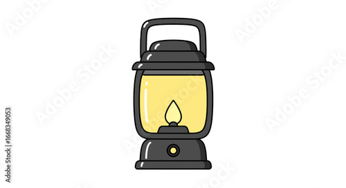 Vintage lantern camping light illustration graphic design retro lamp outdoor lighting equipment travel gear on transparent background