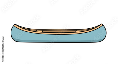 Illustration of a light blue canoe, paddling adventure, river boat, watercraft, boating, outdoor recreation on transparent background