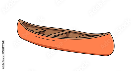 Isolated orange canoe vector illustration for water sport adventure travel recreation and leisure activity on transparent background