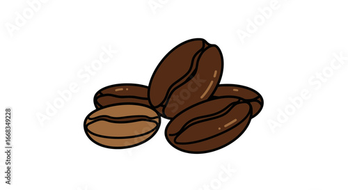 Aromatic roasted coffee beans illustration delicious morning beverage caffeine drink espresso aroma fresh on transparent background