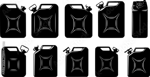 Jerry can silhouettes, Jerry can svg, Gas can svg, Can svg, Can silhouette, Gas can silhouette, Can clipart, Jerry can vector.