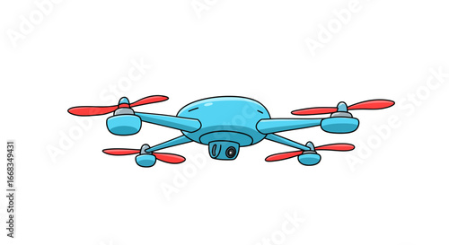 Aerial vehicle quadcopter drone unmanned flying object technology innovation remote control toy illustration on transparent background