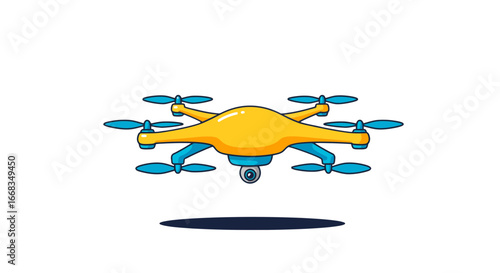 Cartoon drone aerial vehicle unmanned aircraft system uav quadcopter flying machine technology toy illustration on transparent background