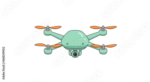 Cartoon drone illustration aerial vehicle unmanned aircraft system quadcopter technology design concept on transparent background