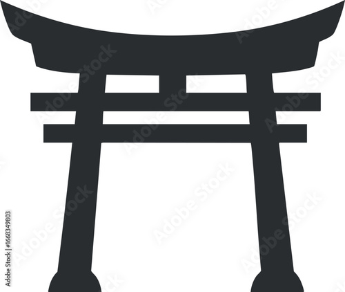 Black silhouette of a traditional Japanese torii gate symbolizing cultural and spiritual heritage