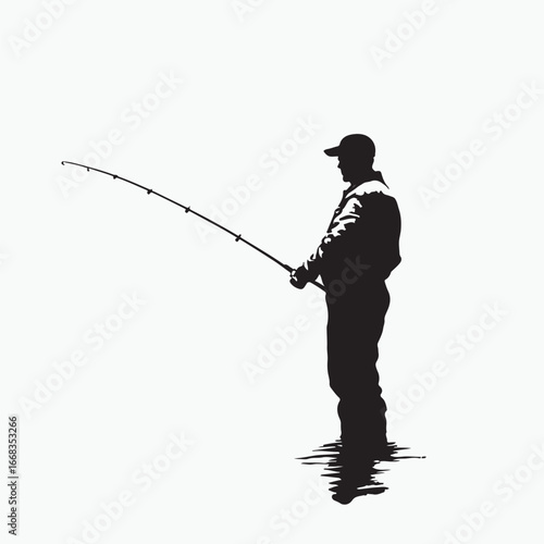 silhouette of a fisherman
