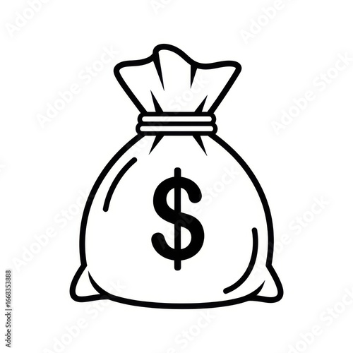 Minimalist vector illustration showcasing a money bag symbol with dollar sign