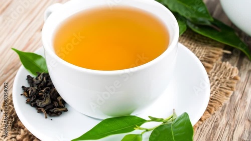 Wallpaper Mural Tea cup with green leaves Torontodigital.ca